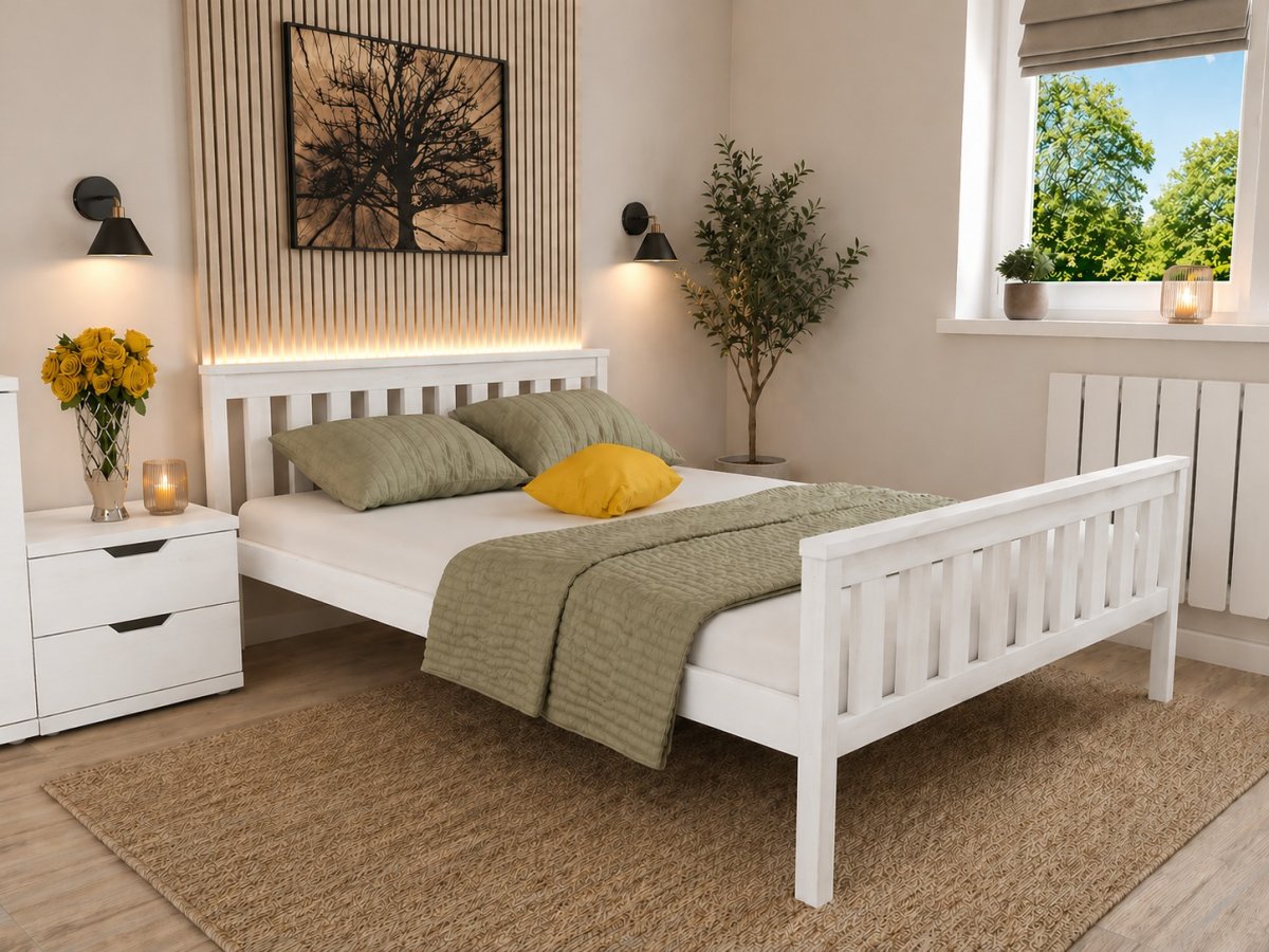 Postel z masívu Agata 140x200 cm biela + rošt ZADARMO produkt