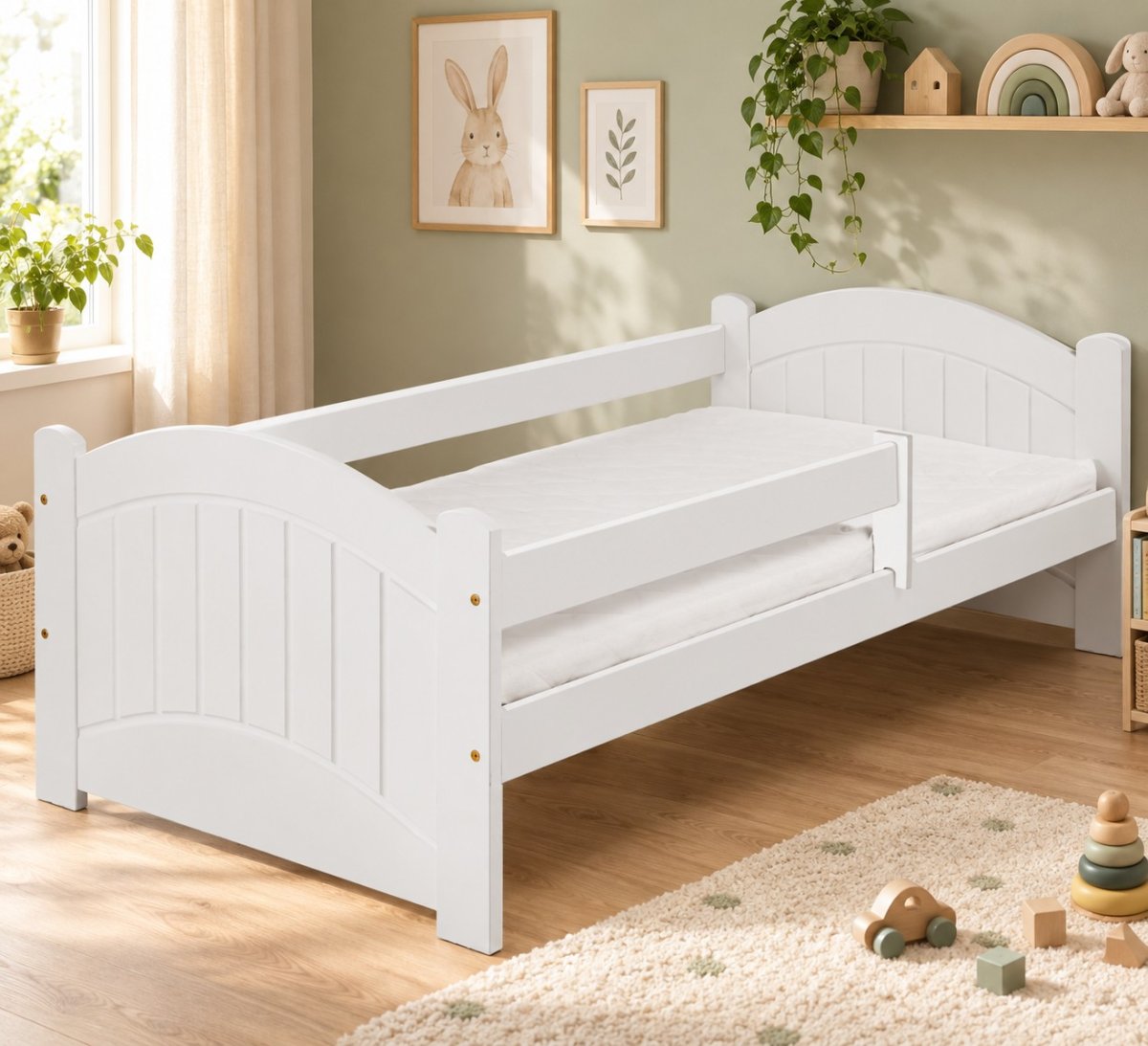 Posteľ Tereza biela 180/80 cm z masívu borovice so zábranou + rošt Zadarmo produkt