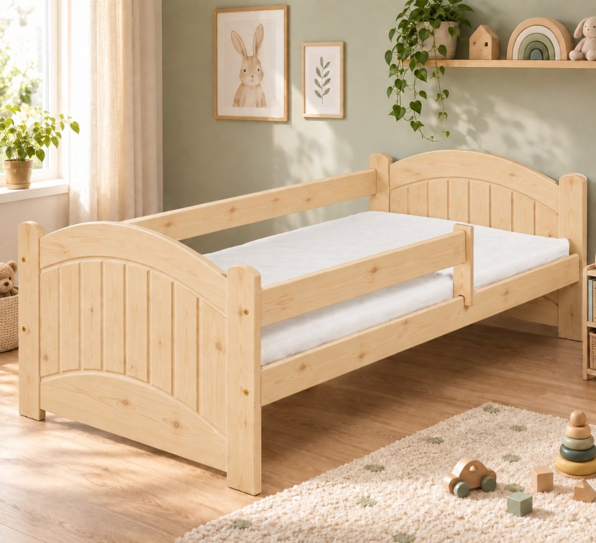 Posteľ Tereza 180/80 cm z masívu borovice so zábranou + rošt Zadarmo produkt