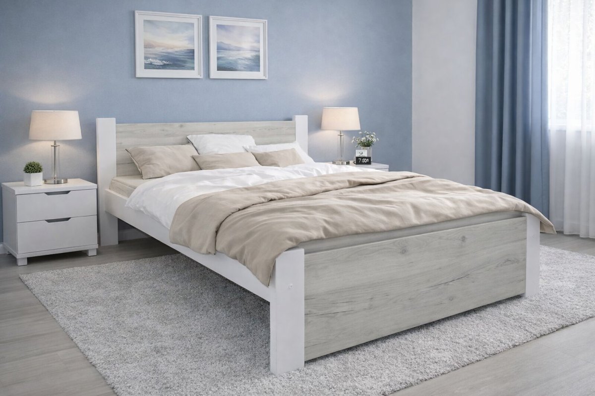 Posteľ Irma 180x200 cm Dub Craft/ biela + rošt ZADARMO produkt