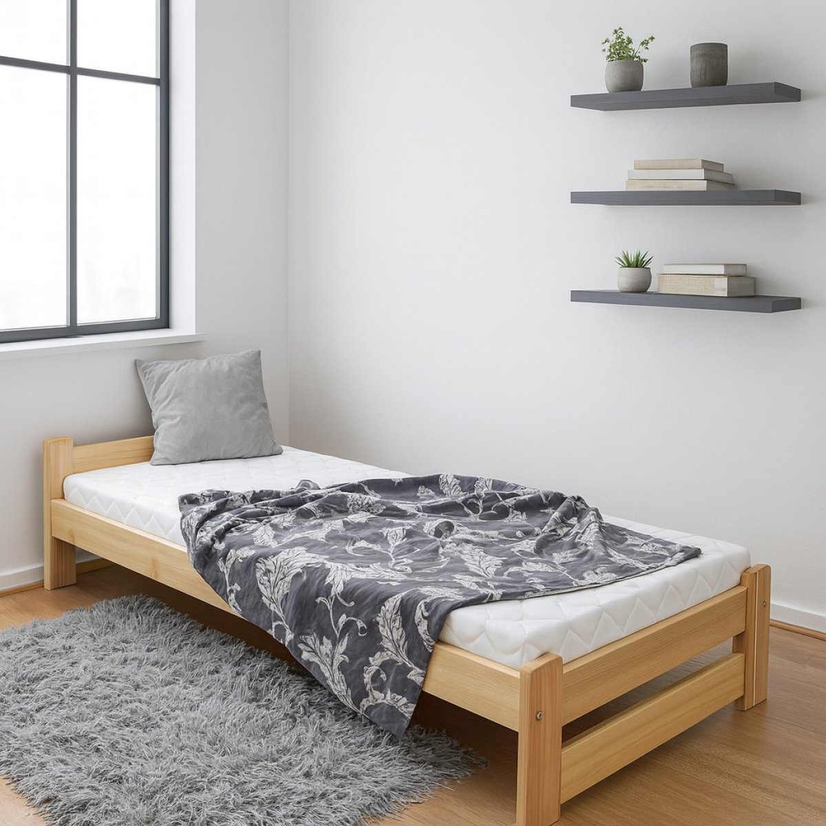 Posteľ z masívu Halle 90 x 200 cm + matrac Optimal 12cm + rošt ZADARMO produkt