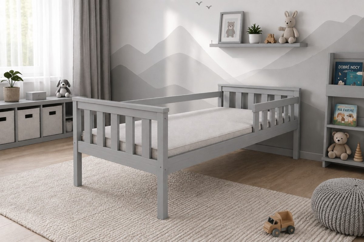 Posteľ FRED z masívu borovice 160x80 cm - SIVÁ + rošt ZADARMO produkt