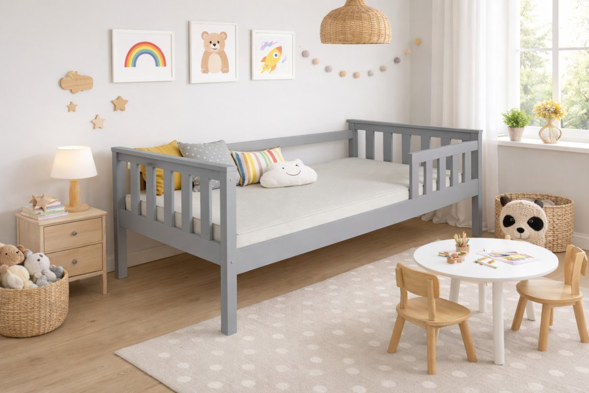 Posteľ FRED z masívu borovice 180/80 cm - SIVÁ + rošt ZADARMO produkt