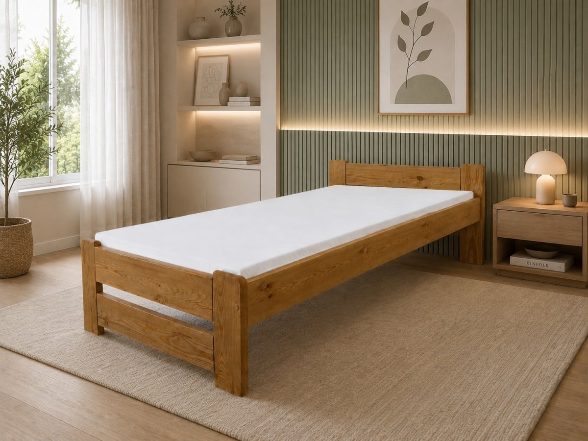 Zvýšená posteľ z masívu Halle 90x200 cm Dub + rošt ZADARMO produkt