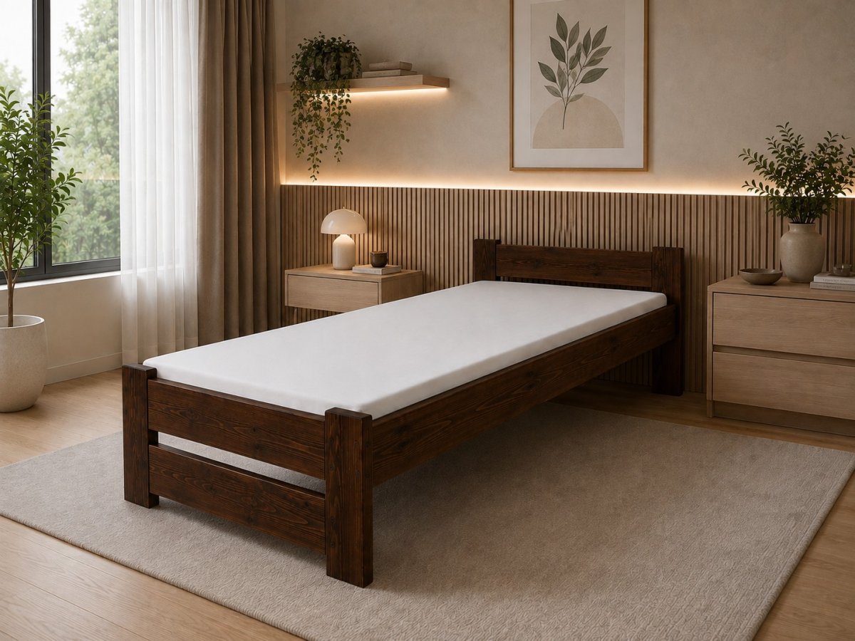 Zvýšená posteľ z masívu Halle 90x200 cm orech + rošt ZADARMO produkt