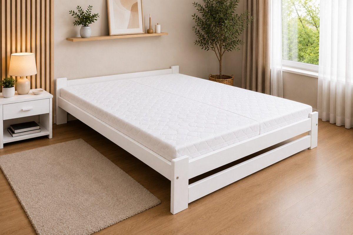 Zvýšená postel z masívu Halle biela 160x200 cm + rošt ZADARMO produkt