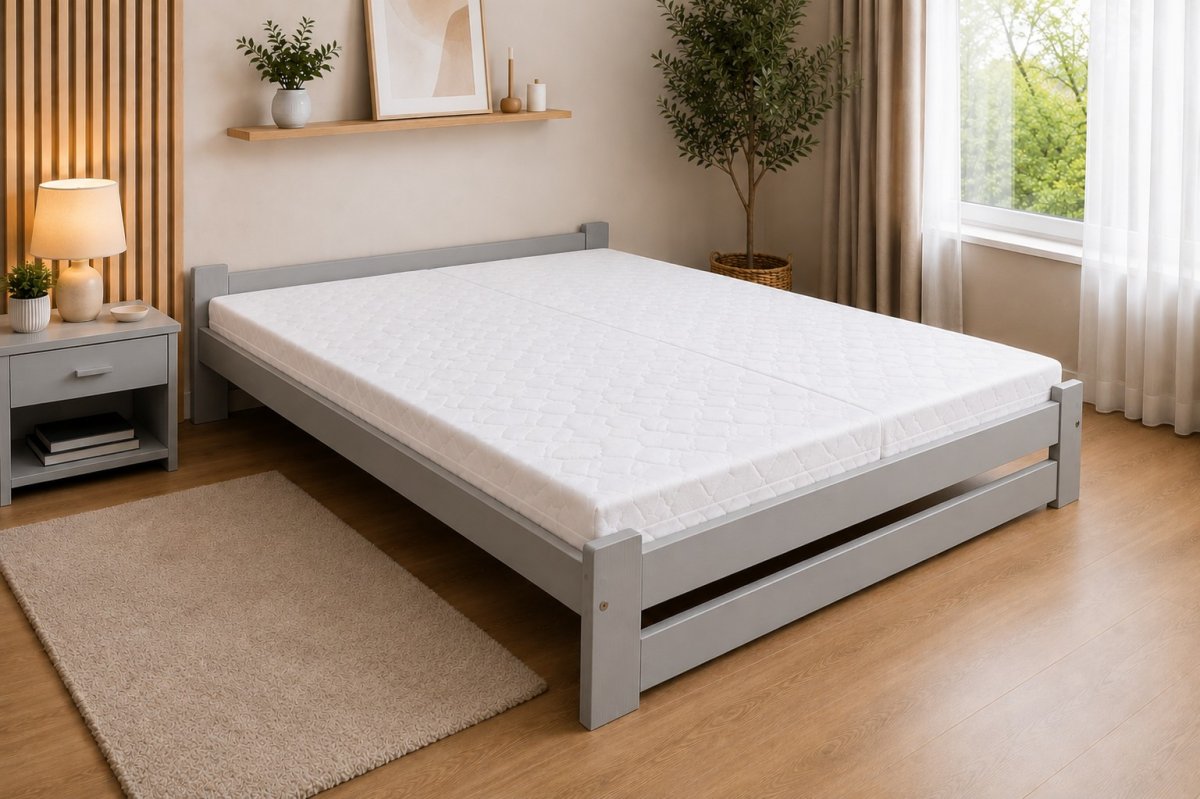 Zvýšená postel z masívu Halle šedá 120x200 cm + rošt ZADARMO produkt