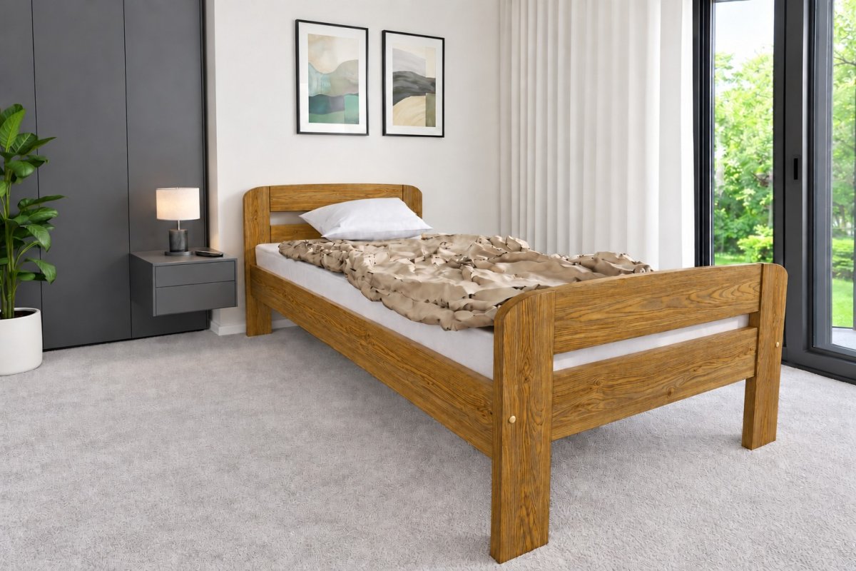 Posteľ z masívu borovice Bohdana dub 80x200 cm + rošt ZADARMO produkt