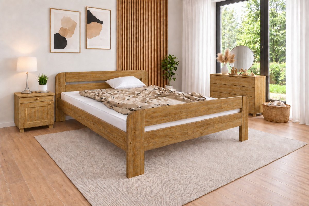 Posteľ z masívu borovice Bohdana 120x200 cm dub + rošt ZADARMO produkt