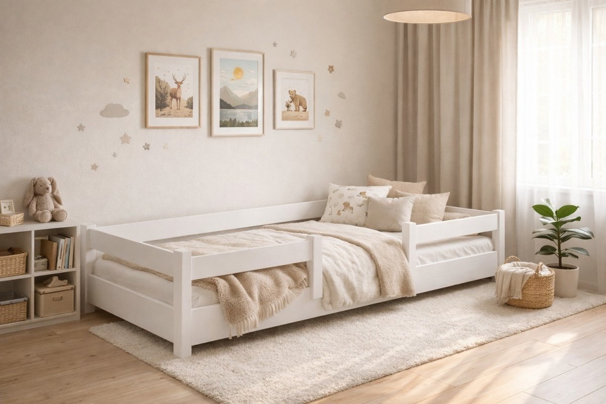 Rastúca posteľ Montessori Tobi biela 90x200 cm + rošt ZADARMO produkt