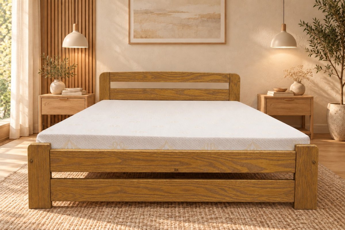 Posteľ z masívu borovice Petra 120x200 cm dub + rošt ZADARMO produkt