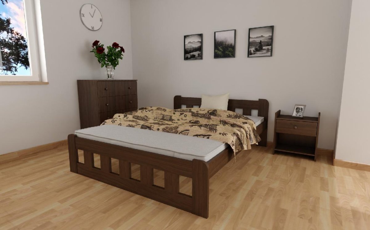 Zvýšená posteľ z masívu Nika 140x200 cm orech + rošt ZADARMO produkt