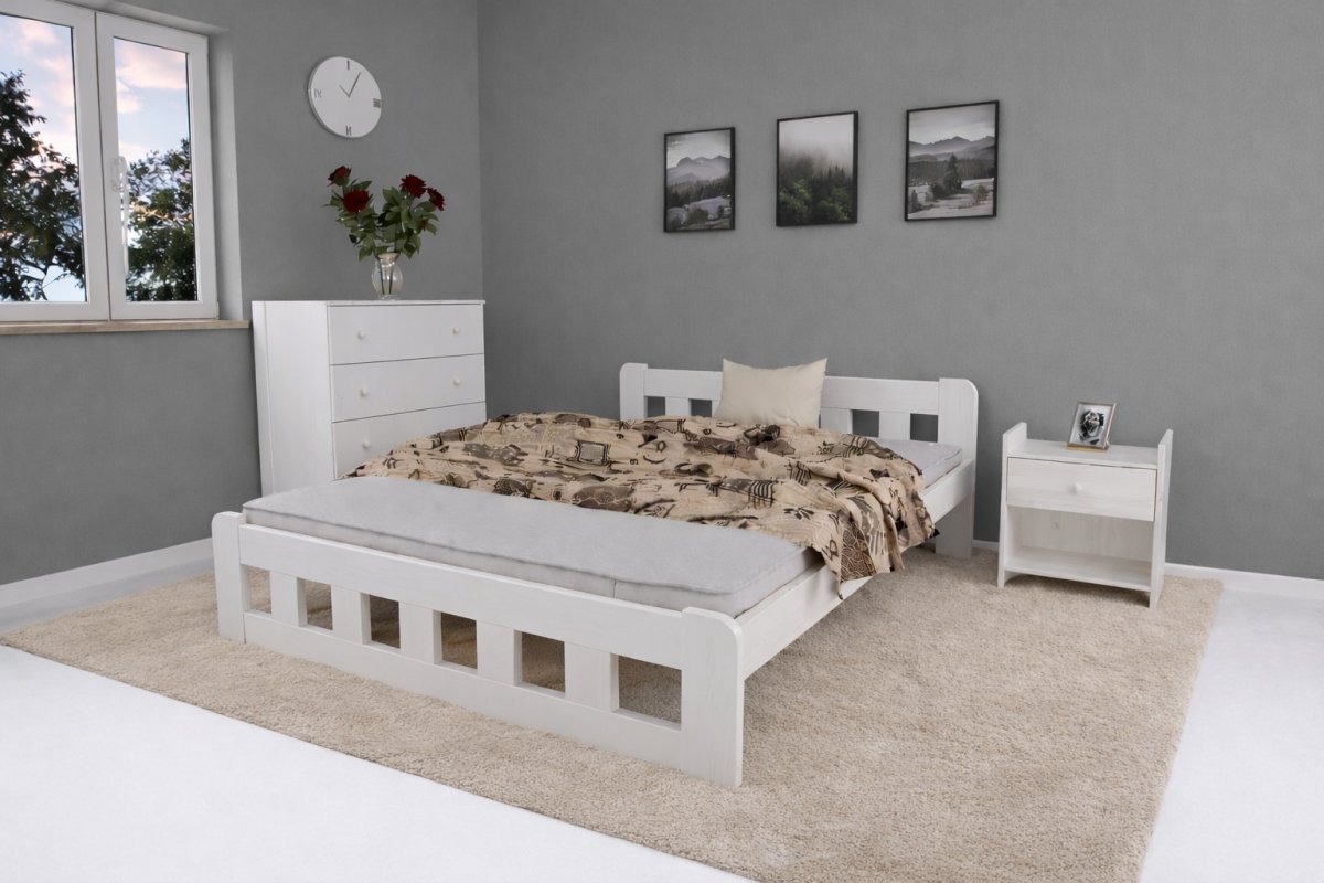 Zvýšená posteľ z masívu Nika 180x200 cm biela + rošt ZADARMO produkt