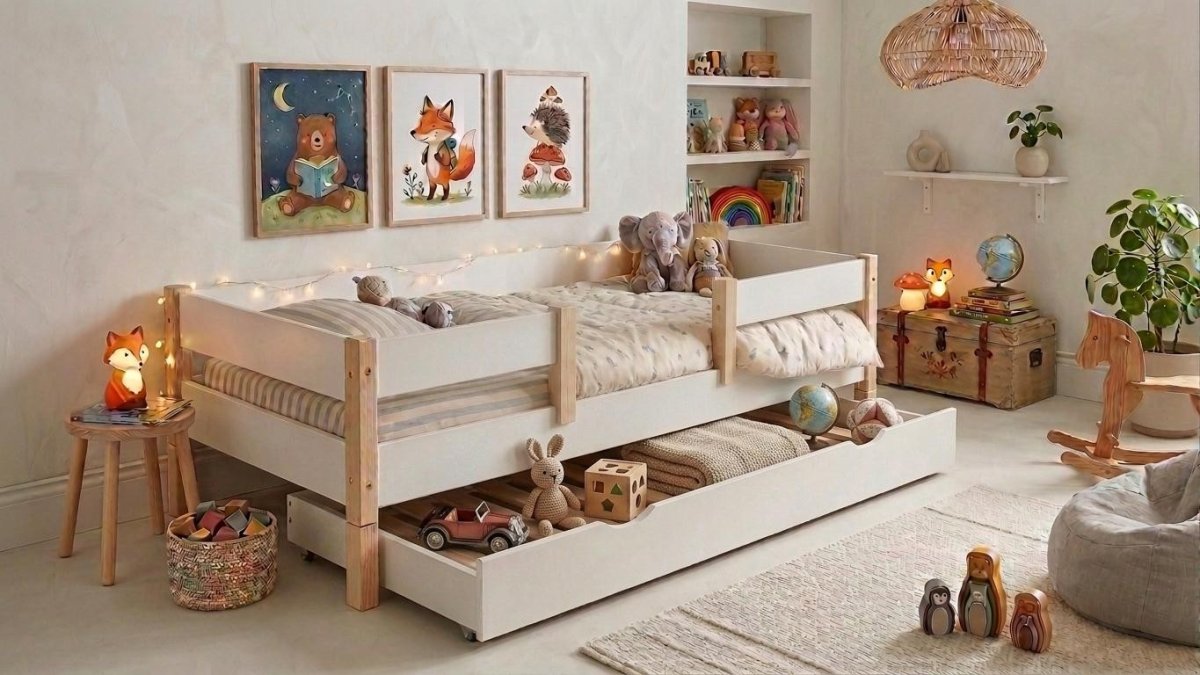 Posteľ Montessori 2v1 Alf 90/200 cm + rošt ZADARMO + šuplík biela/sosna produkt