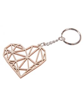 Kľúčenka - drevený diamant/geometrické srdce produkt