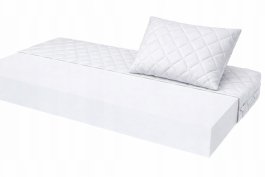 Posteľ Denis bílá + matrace Diana 10 cm + rošty + vankúšik ZADARMO produkt