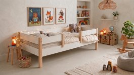 Posteľ Montessori 2v1 Alf 90/200 cm + rošt ZADARMO + šuplík biela/sosna produkt