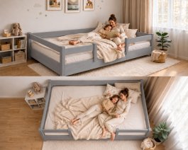 Rastúca posteľ Montessori Tobi sivá 140x200 cm + rošt ZADARMO produkt